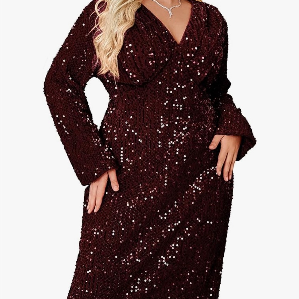Long sleeve sequin mini dress